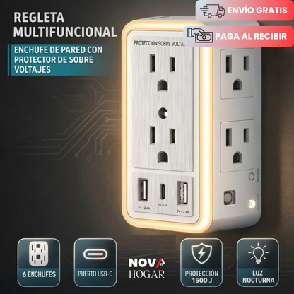 AuraHub™ Multitoma Inteligente con Luz Suave