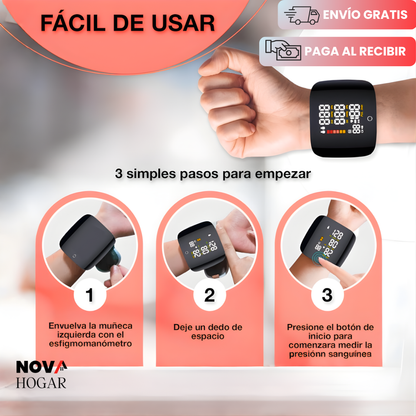 PulseTrack™ Tensiómetro de Muñeca Recargable