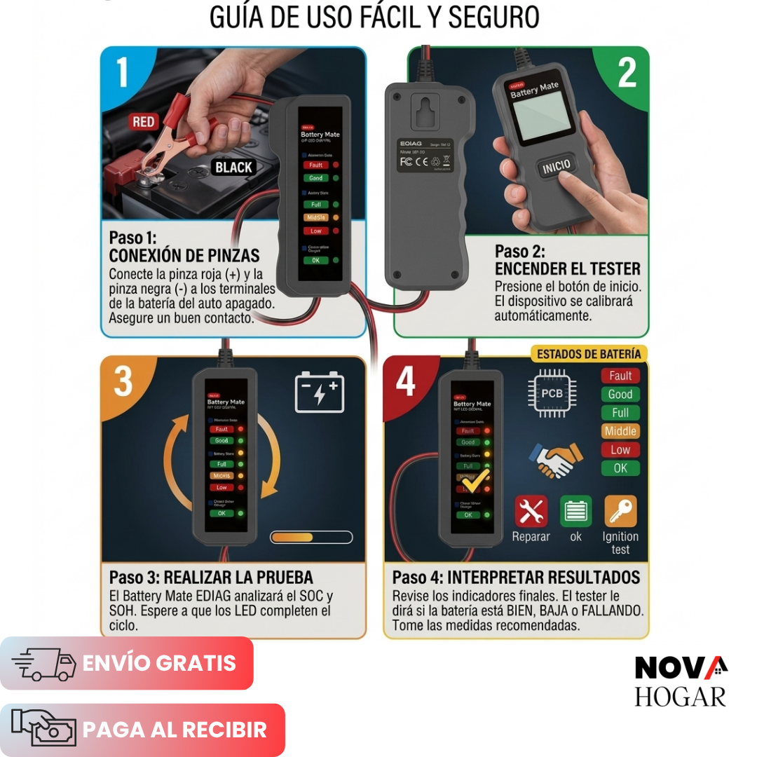 PowerTest™ Probador Digital de Batería y Alternador