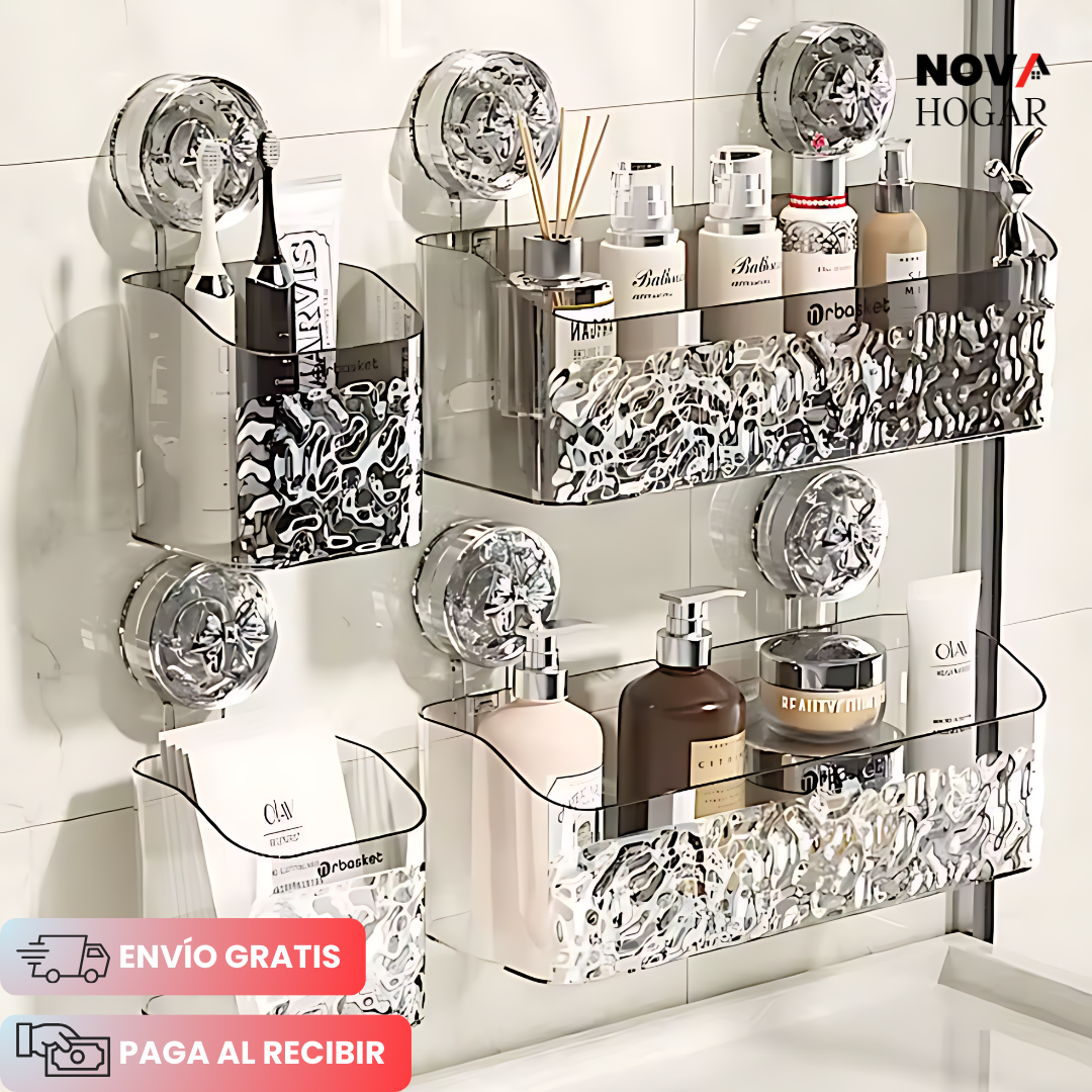 ClearWave™ Organizador de Baño con Ventosa