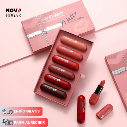 VelvetVibe™ Set X6 Labiales Mate De Larga Duración