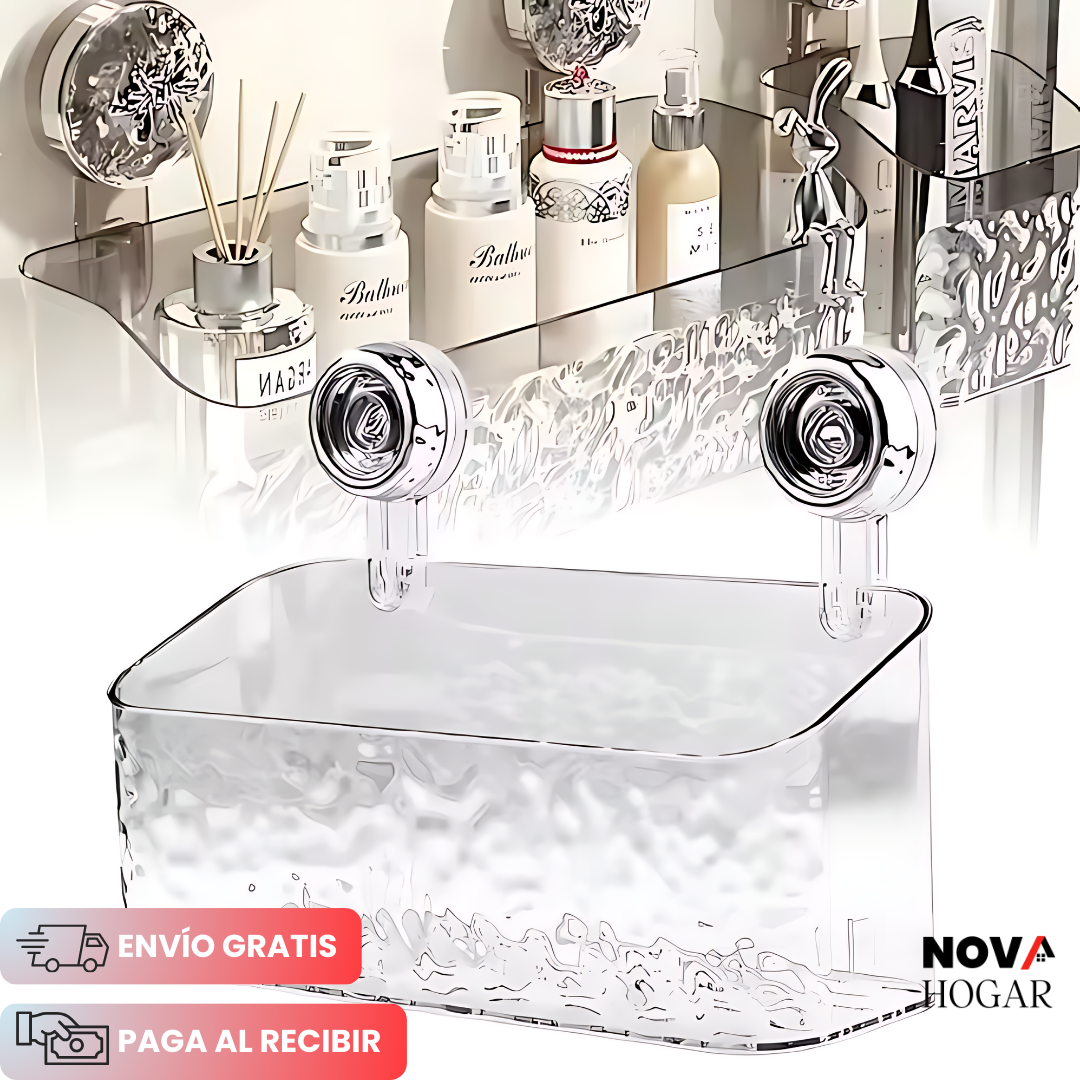 ClearWave™ Organizador de Baño con Ventosa