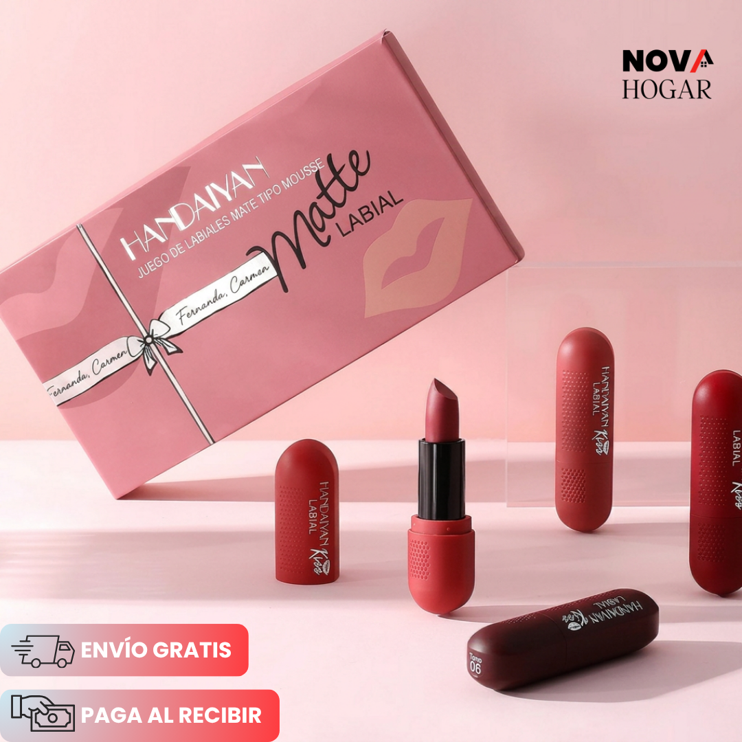 VelvetVibe™ Set X6 Labiales Mate De Larga Duración