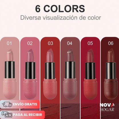 VelvetVibe™ Set X6 Labiales Mate De Larga Duración