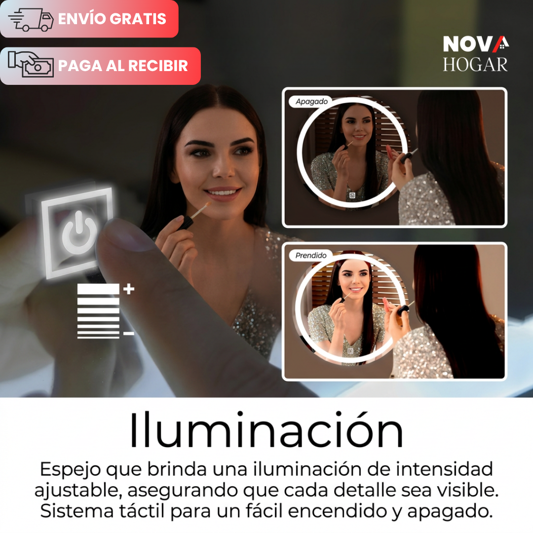 LuxMirror™ Espejo Redondo con Luz LED