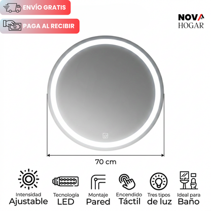 LuxMirror™ Espejo Redondo con Luz LED