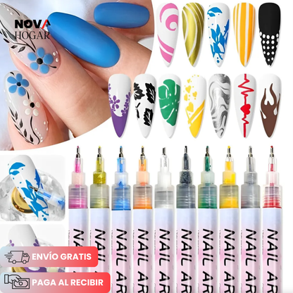 InstaNail™ Set de 12 Bolígrafos De Arte para Uñas