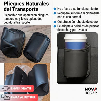 LuxPocket™ Portavasos de Cuero para Carro