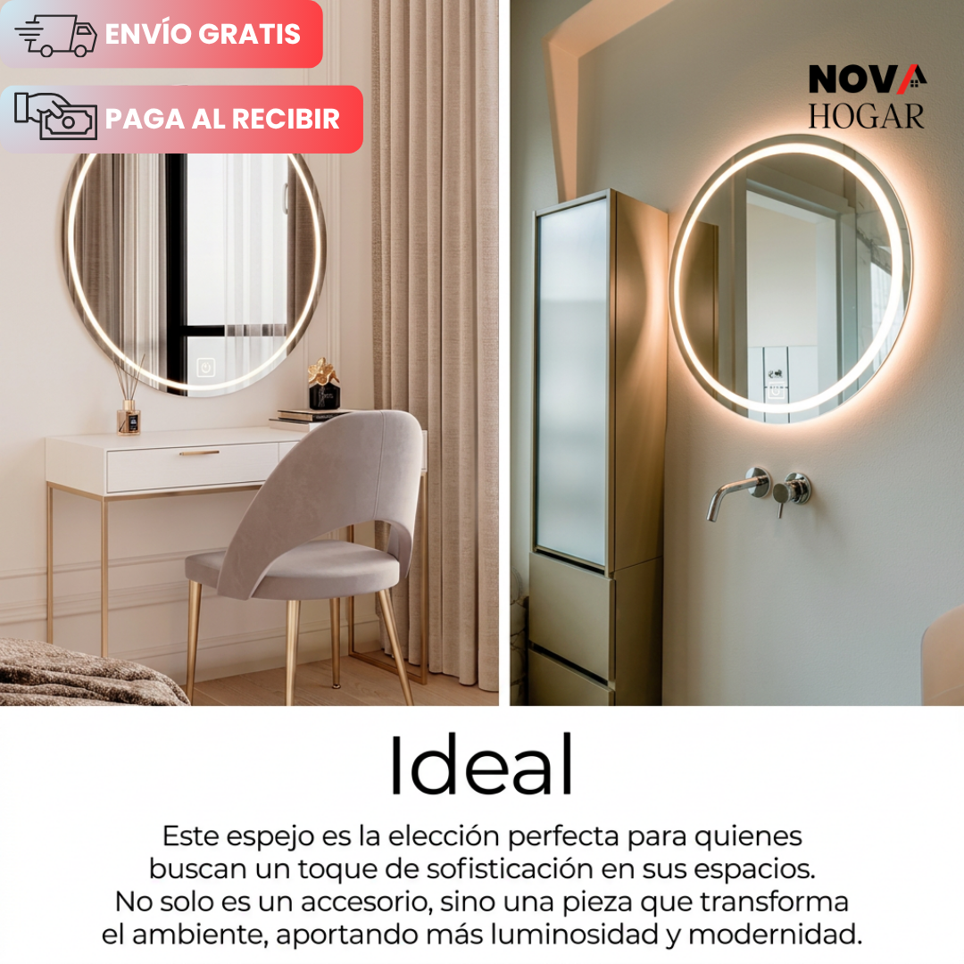 LuxMirror™ Espejo Redondo con Luz LED