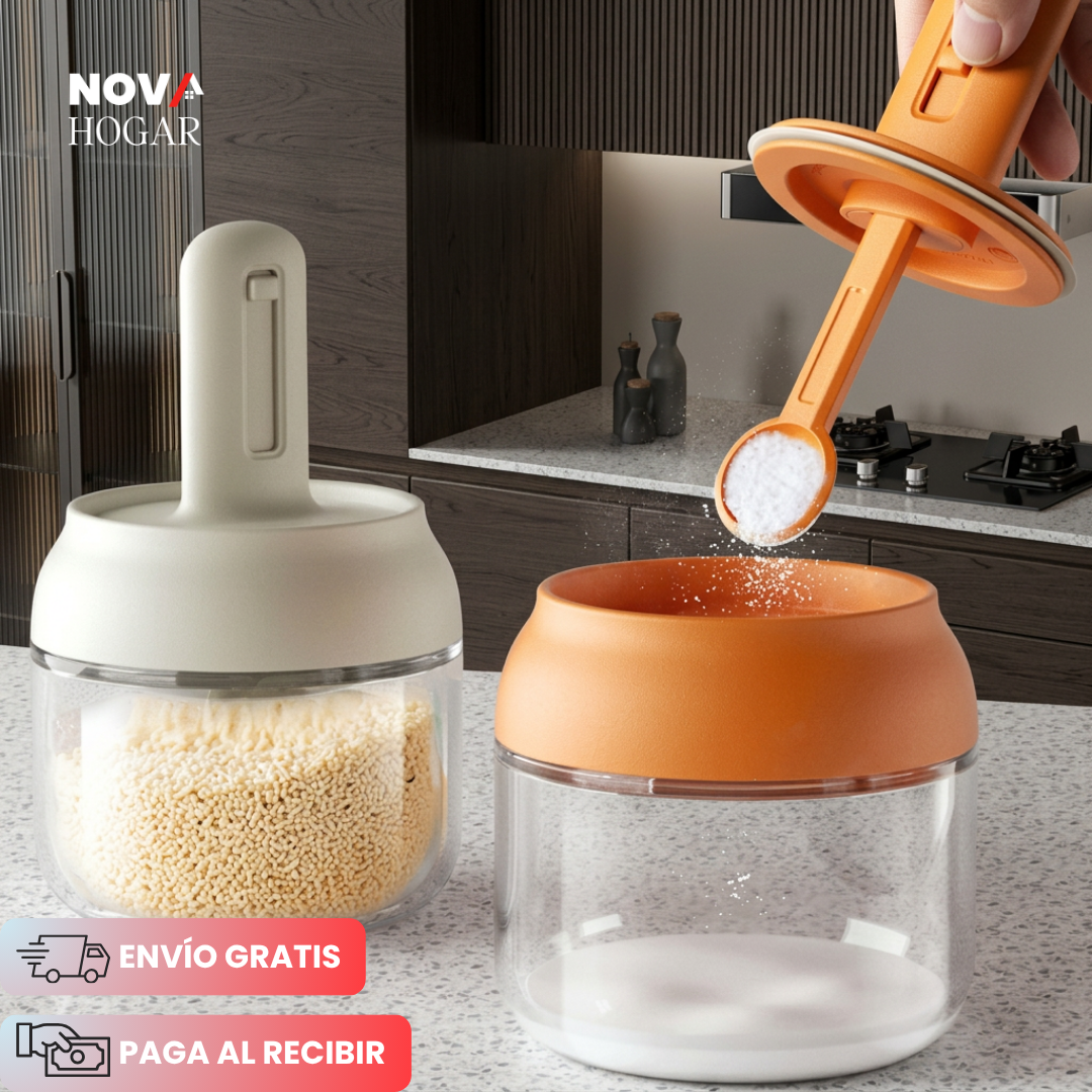 SpiceScoop™ Pack x3 Especieros de Vidrio con Cuchara