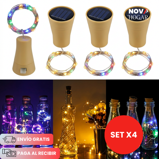 FairySpark™ Pack X4 Luces Solares Para Botellas Decorativas
