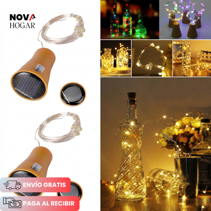 FairySpark™ Pack X4 Luces Solares Para Botellas Decorativas