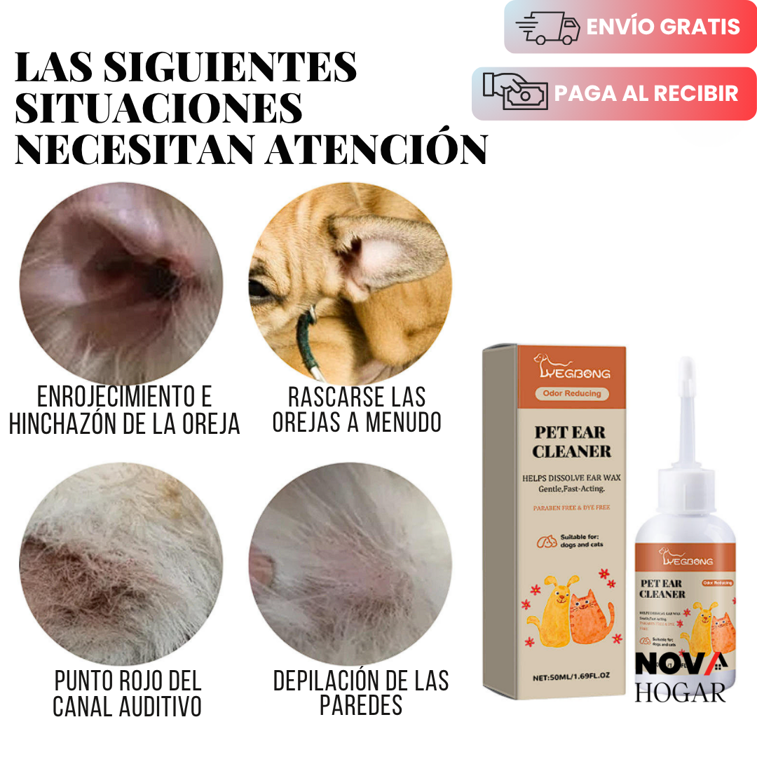 2x1 PureEar Clean™ Limpiador Natural de Orejas para tus Mascotas