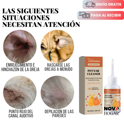 2x1 PureEar Clean™ Limpiador Natural de Orejas para tus Mascotas