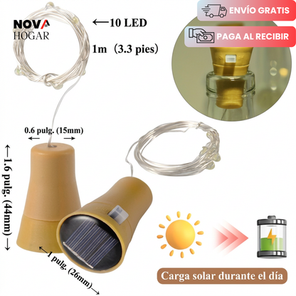 FairySpark™ Pack X4 Luces Solares Para Botellas Decorativas