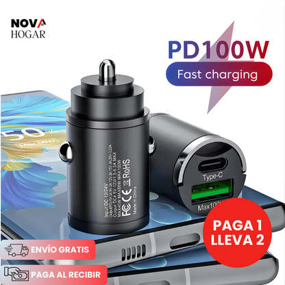 2x1 DriveCharge™ Adaptador Carga Rápida Doble Puerto para Autos