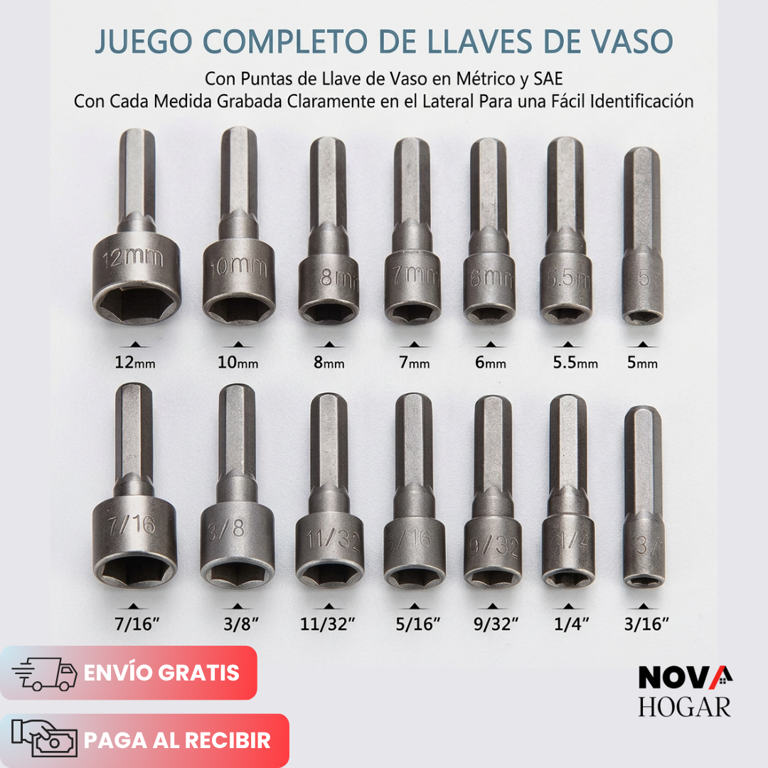 QuickSocket™ Kit de 14 Copas para Taladro