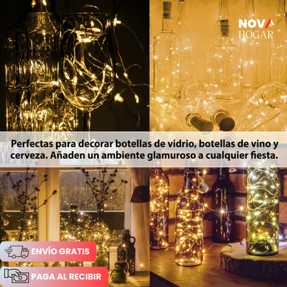 FairySpark™ Pack X4 Luces Solares Para Botellas Decorativas