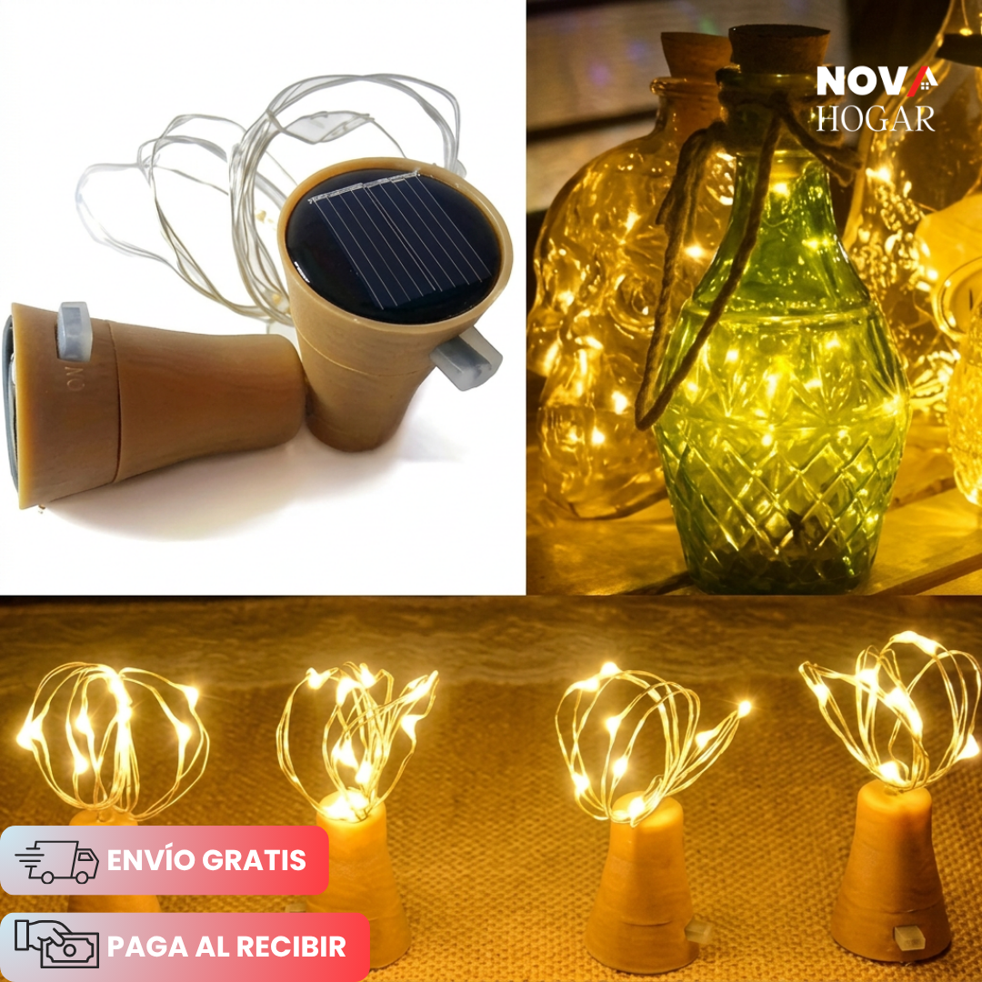 FairySpark™ Pack X4 Luces Solares Para Botellas Decorativas