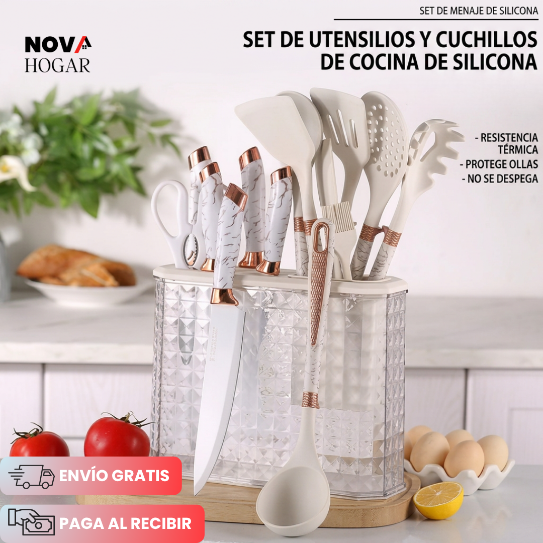 ChefElite™ Set de 16 Utensilios Premium con Elegantes Acabados