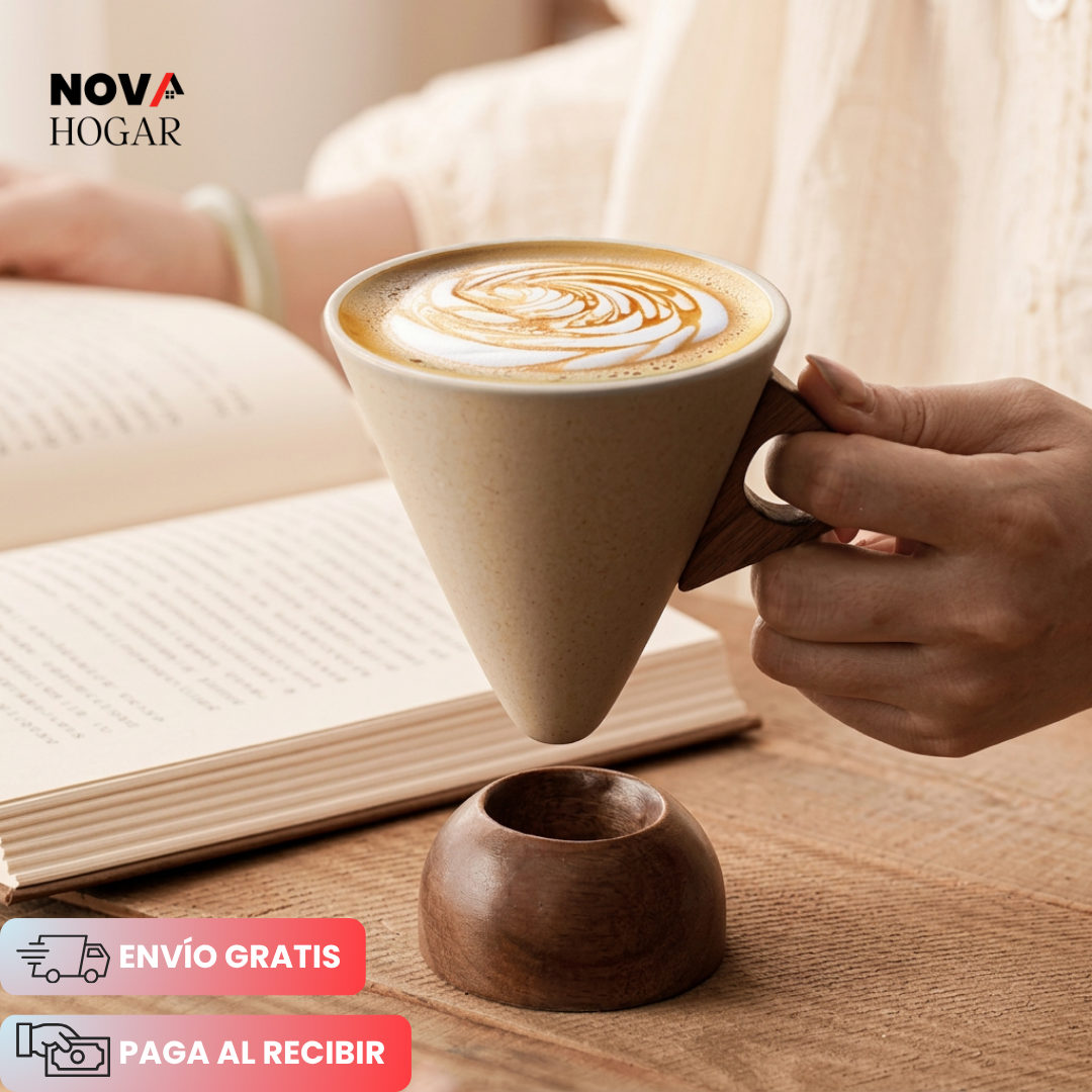ConeBrew™ Taza Artesanal Con Base Madera