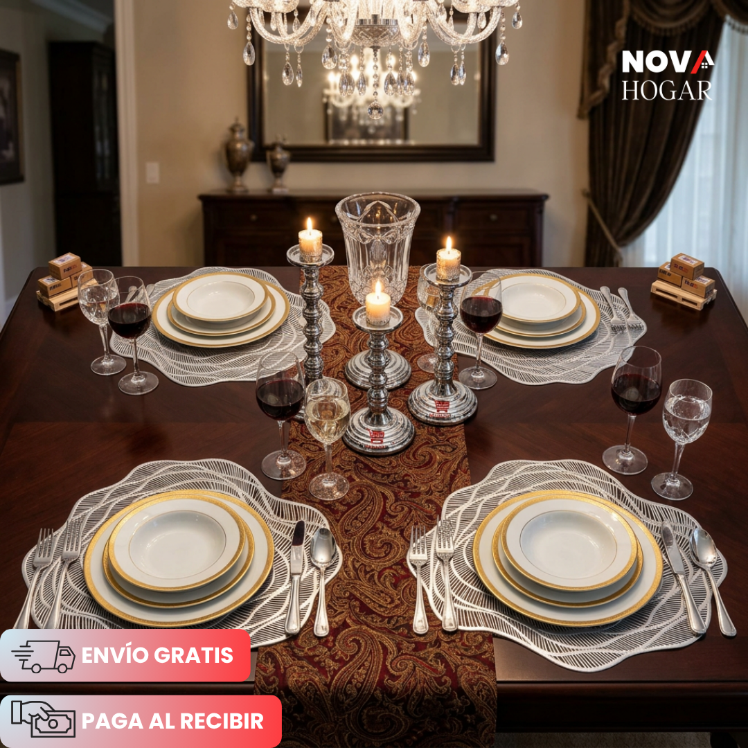 FloraLace™ Set x6 de Individuales Elegantes para tu Mesa
