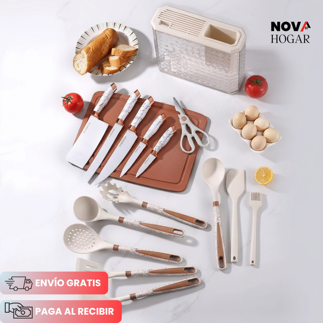 ChefElite™ Set de 16 Utensilios Premium con Elegantes Acabados