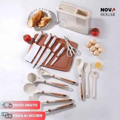 ChefElite™ Set de 16 Utensilios Premium con Elegantes Acabados