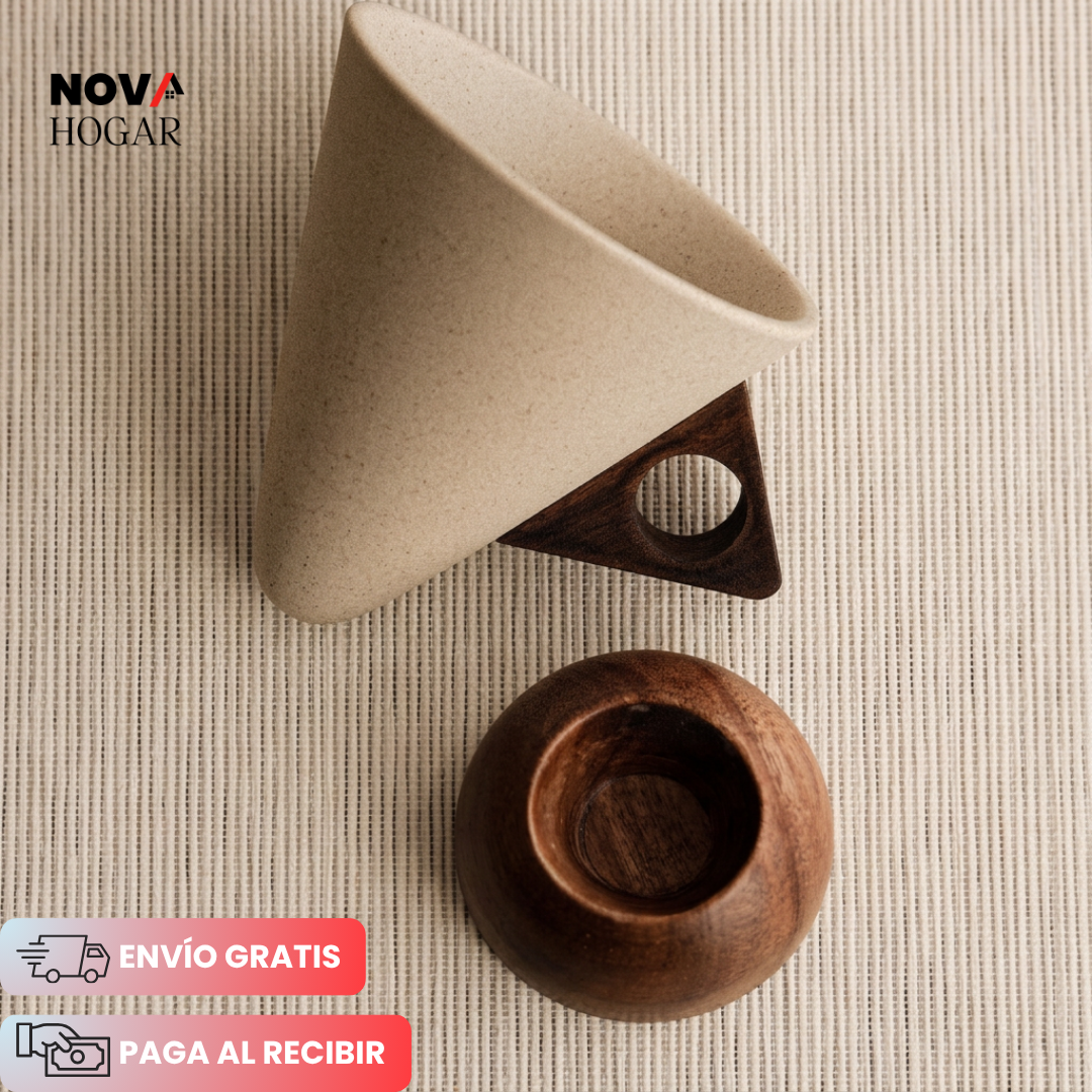 ConeBrew™ Taza Artesanal Con Base Madera