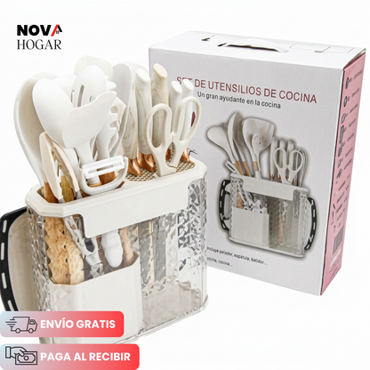 ChefElite™ Set de 16 Utensilios Premium con Elegantes Acabados