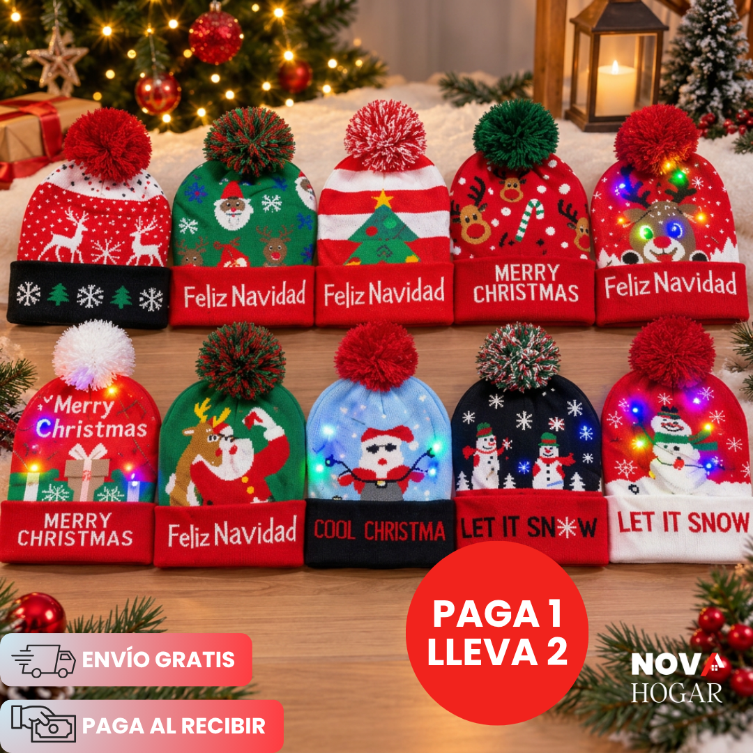2x1 GlowBeanie™ Gorro Navideño Con Luces Brillantes