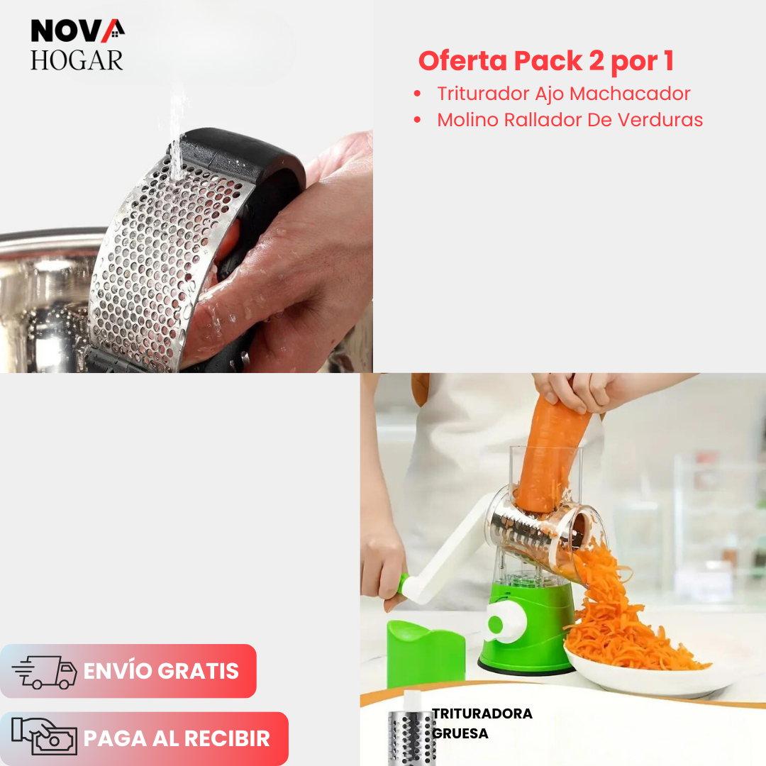 ⏰ SUPER PACK DE COCINA: Molino Cortador Verduras + Machaca Ajos