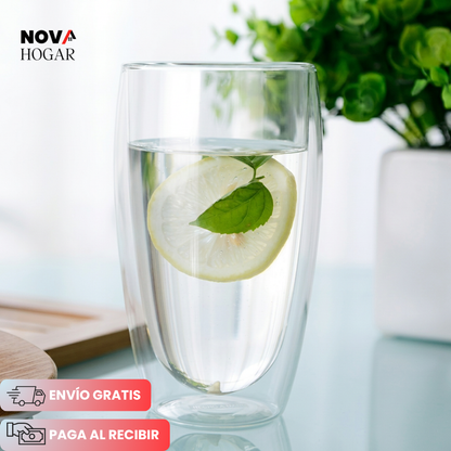 NovaBrew™ Set x4 Vasos de Cristal Doble 450ml