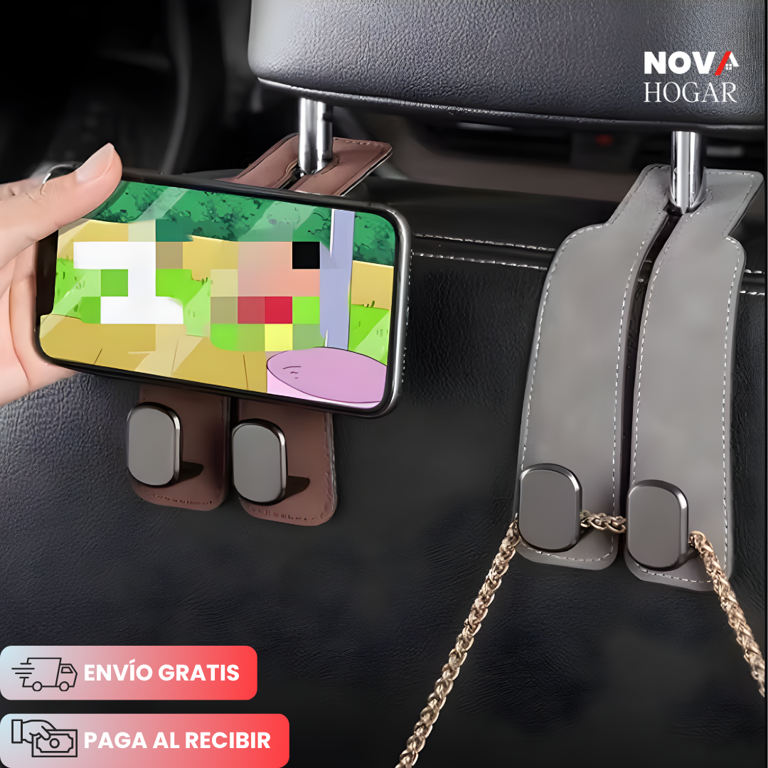 LuxeHooks™ Gancho Organizador de Piel para Auto