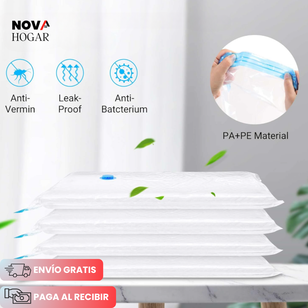 VacPack™ Pack 8 Bolsas al Vacío Reduce 80% de Espacio