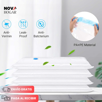 VacPack™ Pack 8 Bolsas al Vacío Reduce 80% de Espacio