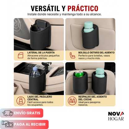 LuxPocket™ Portavasos de Cuero para Carro