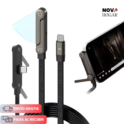 GameFlow™ Cable Tipo C con Conector 90° y Soporte Plegable