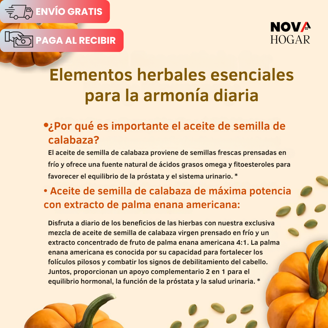 PunkiVital™ 90 Cápsulas con Aceite de Semilla de Calabaza