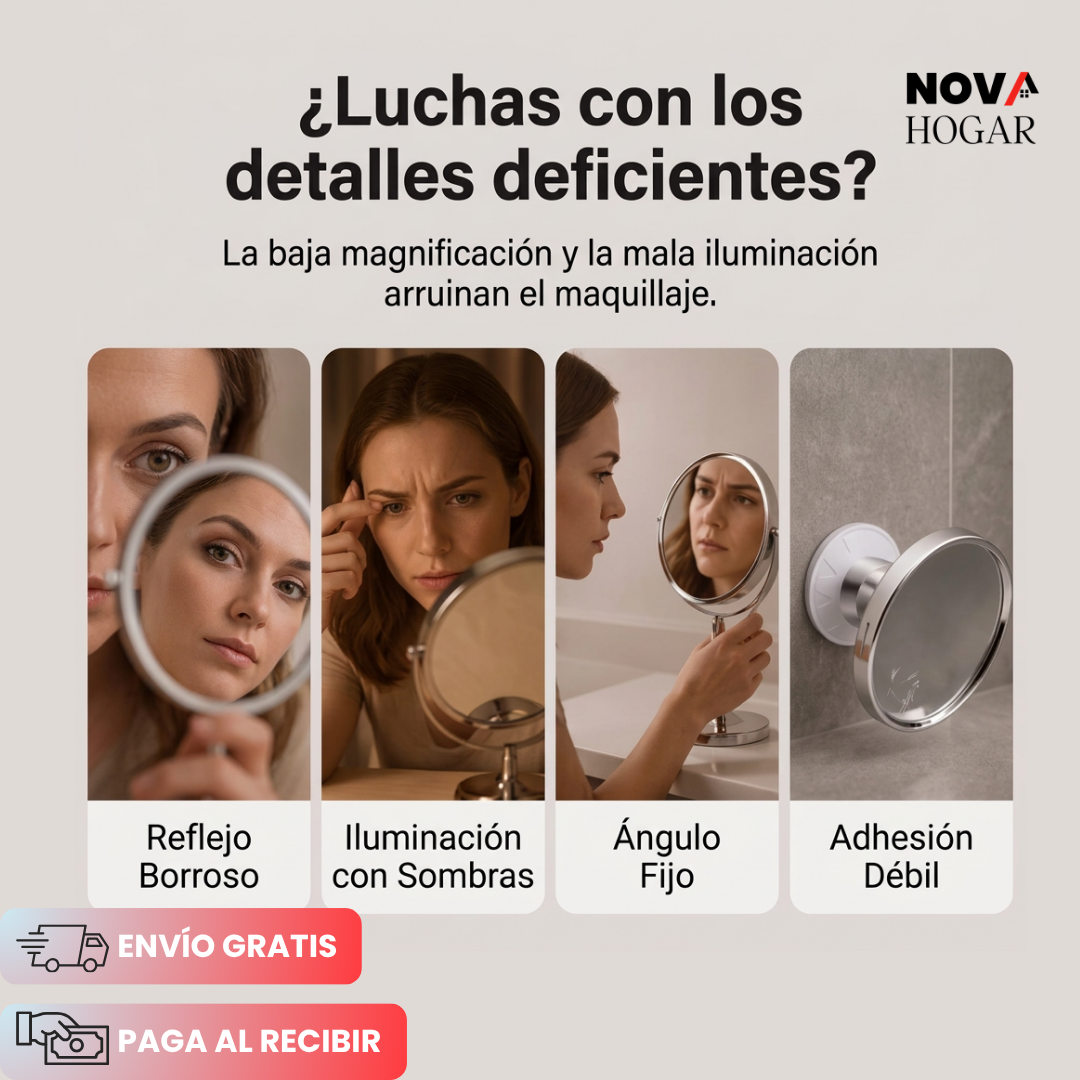 FlexiZoom™ Espejo Flexible con Aumento X10 y Luz LED