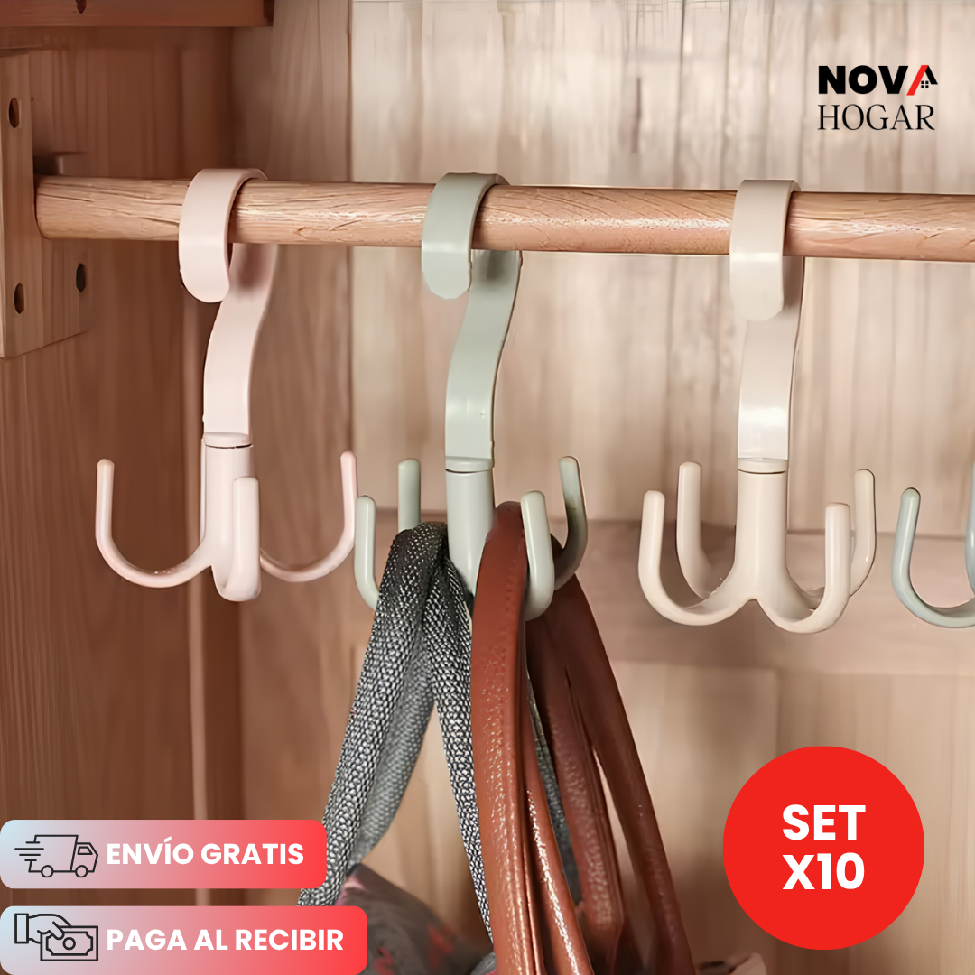 StyleHook™ Set x10 Gancho Giratorio Para Armario
