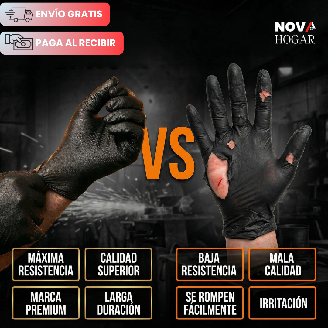 ArmorFlex™ Pack x50 Guantes de Nitrilo Negro Ultra Resistentes