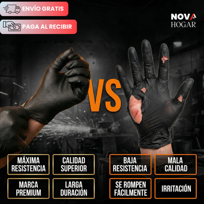 ArmorFlex™ Pack x50 Guantes de Nitrilo Negro Ultra Resistentes