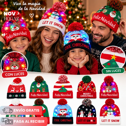 2x1 GlowBeanie™ Gorro Navideño Con Luces Brillantes