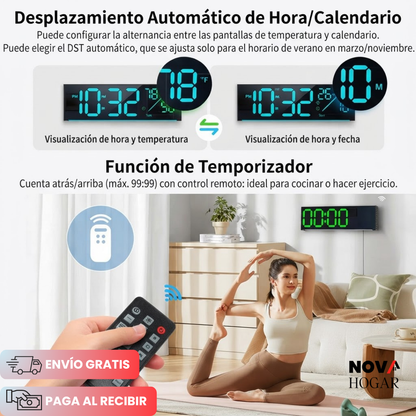 SmarTime™ Reloj Digital de Pared de Gran Tamaño