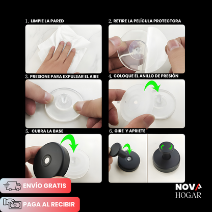 4x2 GripLock™ Gancho de Succión Metálico para Baño