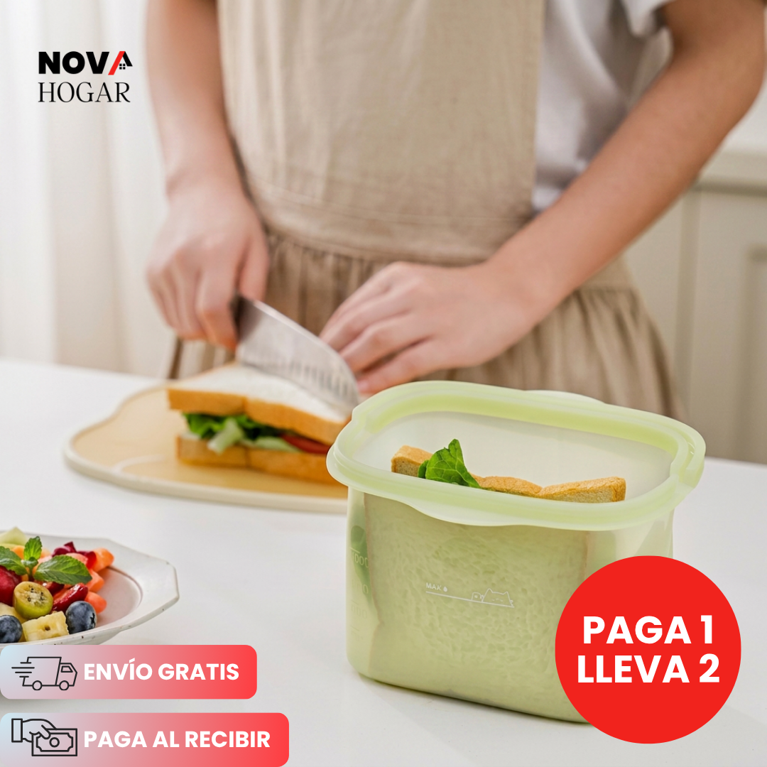 2x1 FreshLocker™ Bolsa Hermética de 1000ml en Silicon para Alimentos