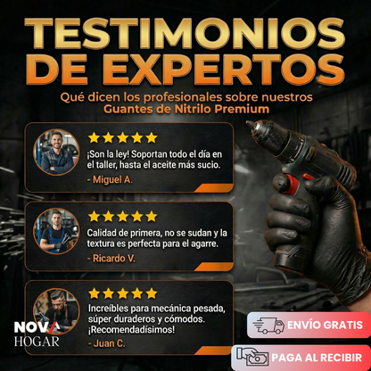 ArmorFlex™ Pack x50 Guantes de Nitrilo Negro Ultra Resistentes