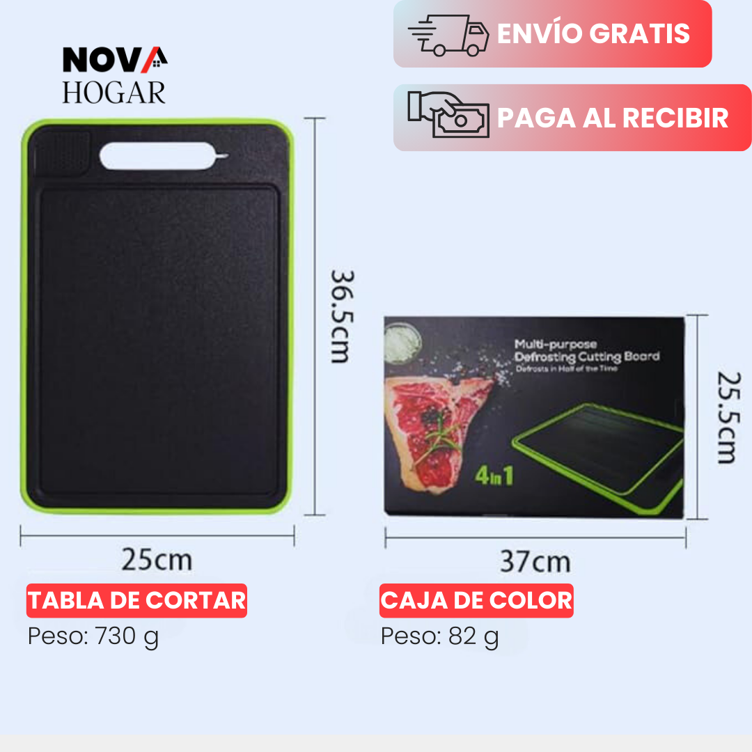 MultiSlice: Tabla Premium 4-en-1 con Descongelación Rápida