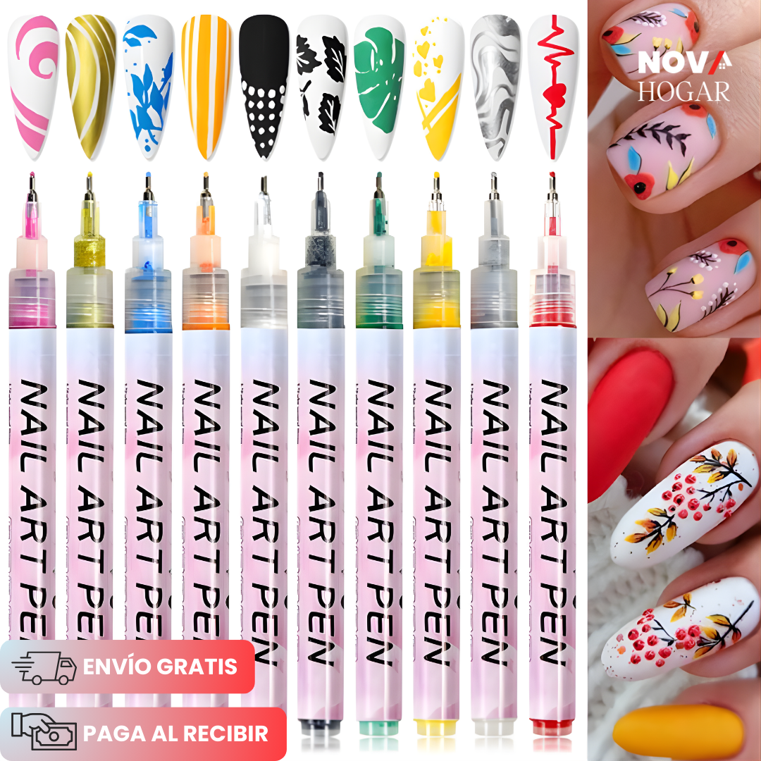 InstaNail™ Set de 12 Bolígrafos De Arte para Uñas